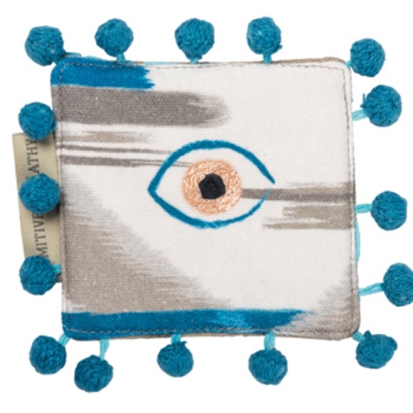 Other - NEW evil eye boho hippie coaster set w/pom poms